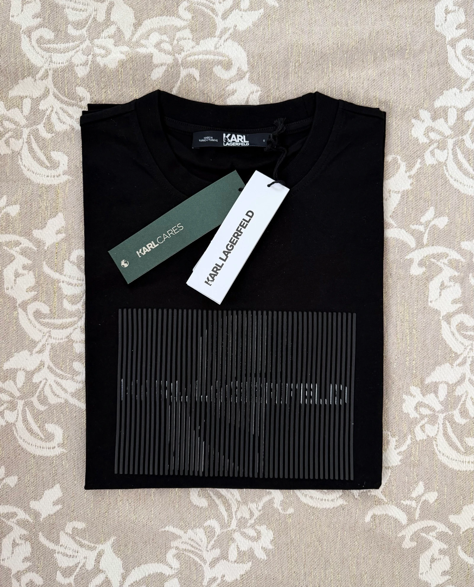 T-Shirt Karl Lagerfeld authentique 100% coton biologique taille S noir 